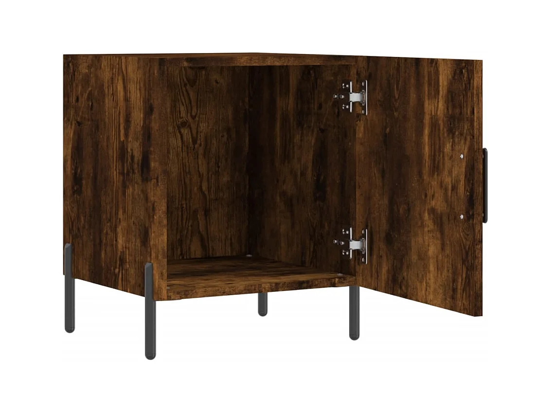 Lot de 2 Tables de chevet avec rangement chêne fumé 40x40x50 cm bois d'ingénierie