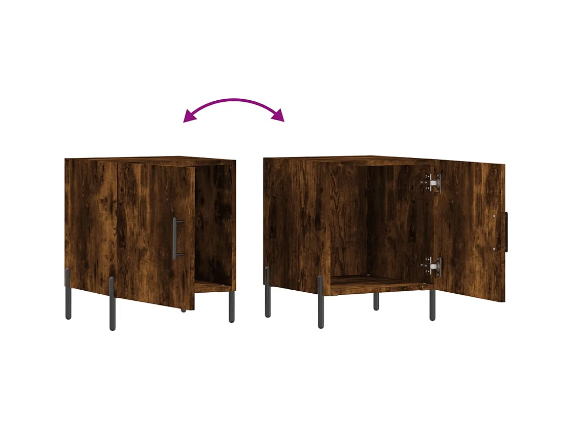 Lot de 2 Tables de chevet avec rangement chêne fumé 40x40x50 cm bois d'ingénierie