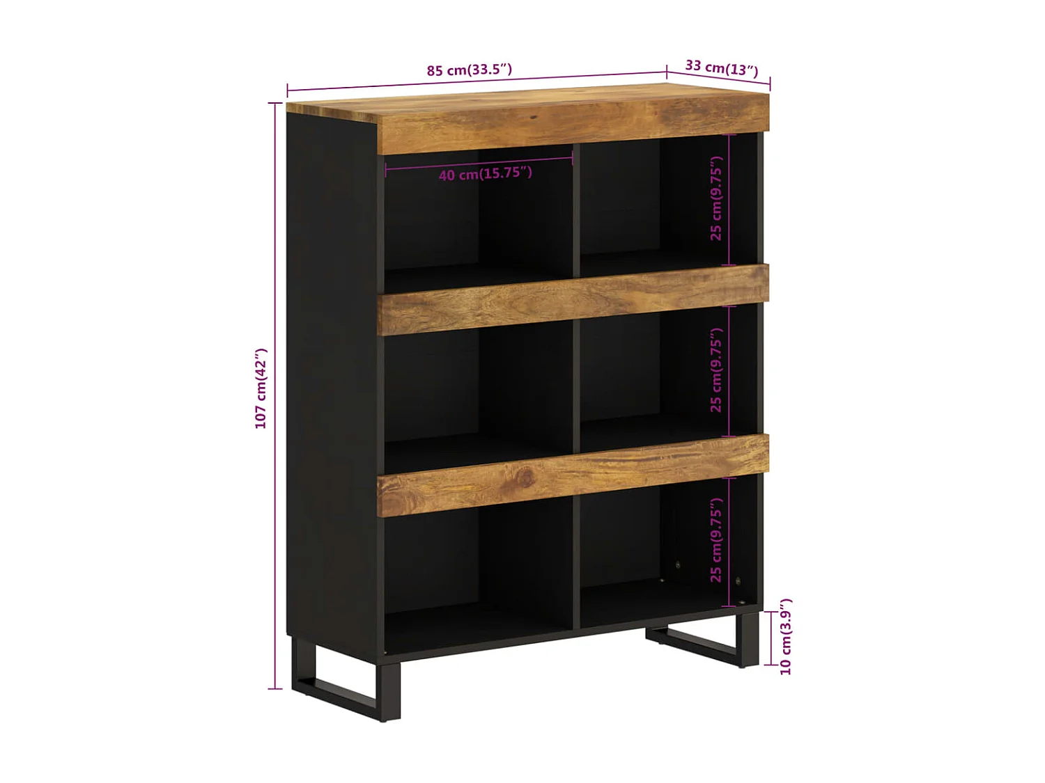 Mueble de almacenaje | Armario auxiliar madera maciza de mango 85x33x107 cm