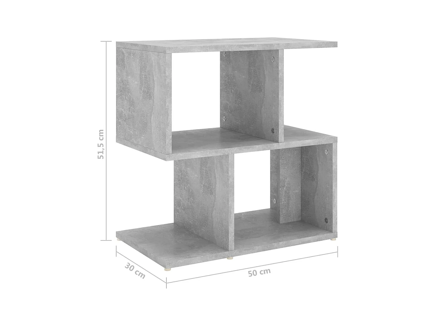 Tables de chevet-Tables de nuit 2 pcs gris béton 50x30x51,5cm bois d'ingénierie