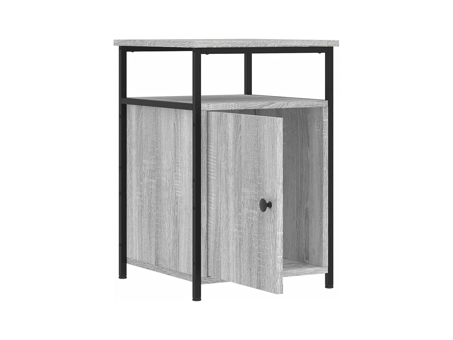 Mesita de noche | Mesilla de noche madera contrachapada gris Sonoma 40x42x60 cm