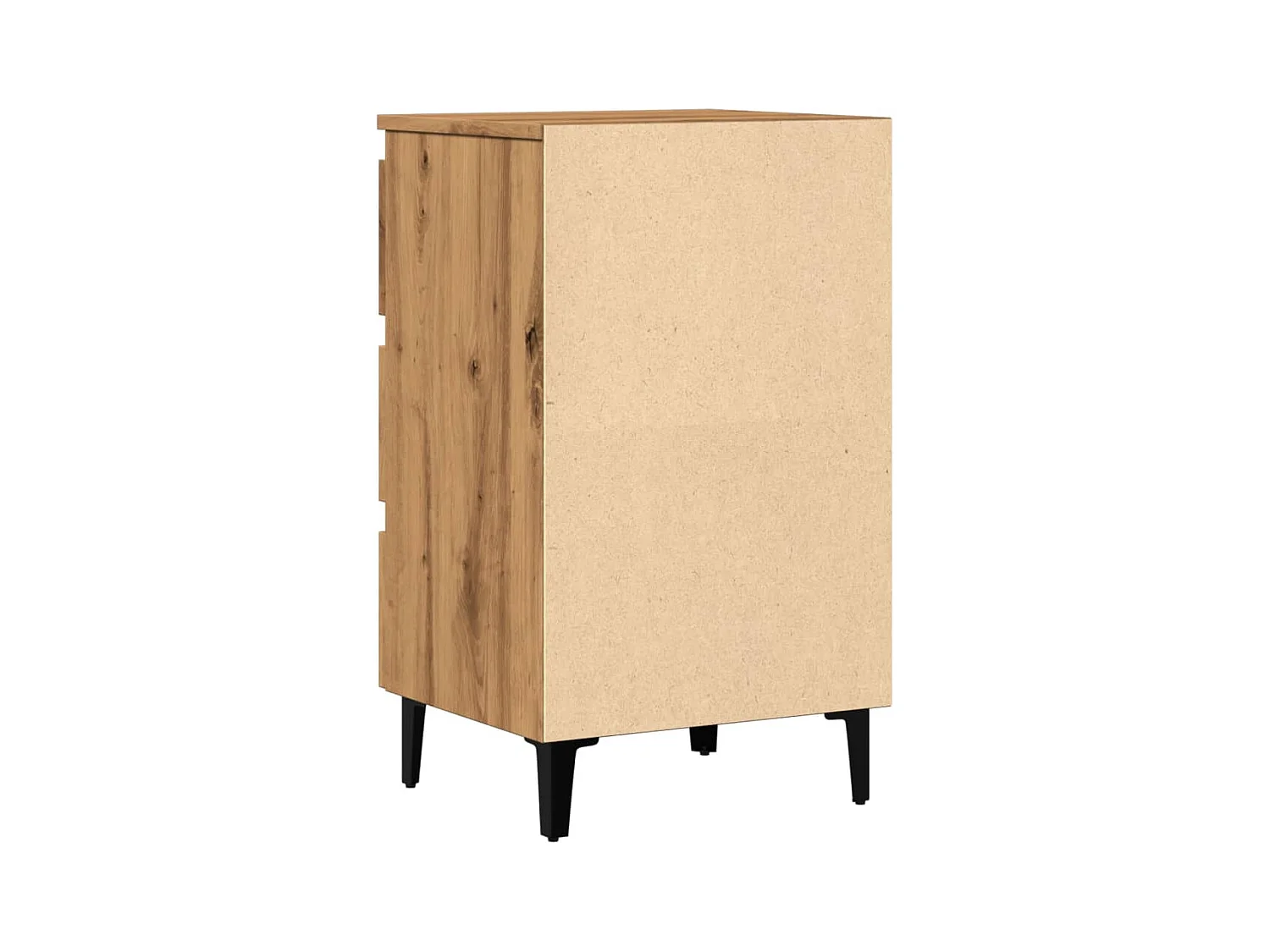 Table de chevet-Table d'appoint avec pieds en métal chêne artisanal 40x35x69 cm