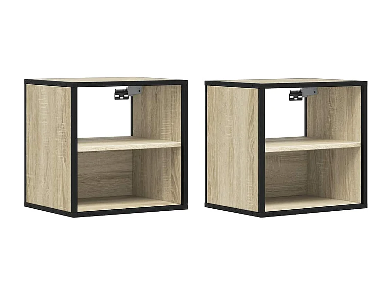 Tables de chevet flottantes Lot de 2 avec rangement chêne sonoma 40x31x39,5 cm