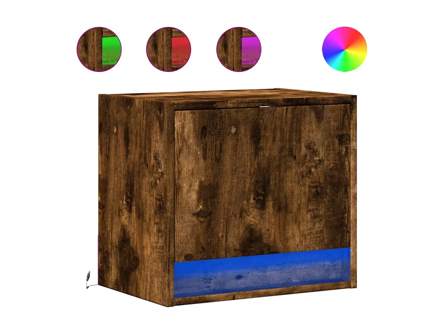 Nachttisch hängend 2er Set mit LED-Leuchten | Wand-Nachttische Räuchereiche SHL70729