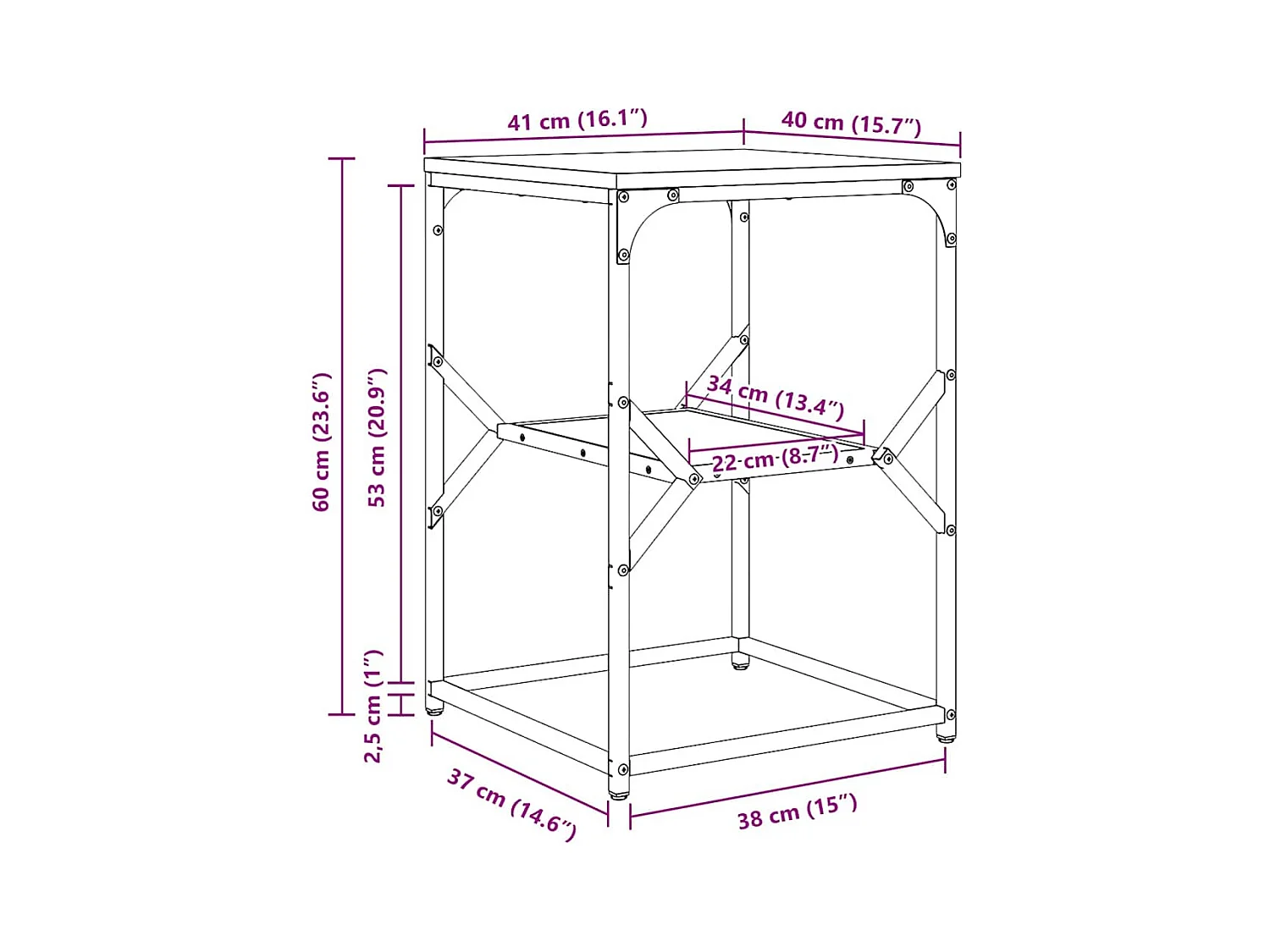 Table de chevet-Table d'appoint-Table de nuit Chêne noir 41x40x60 cm