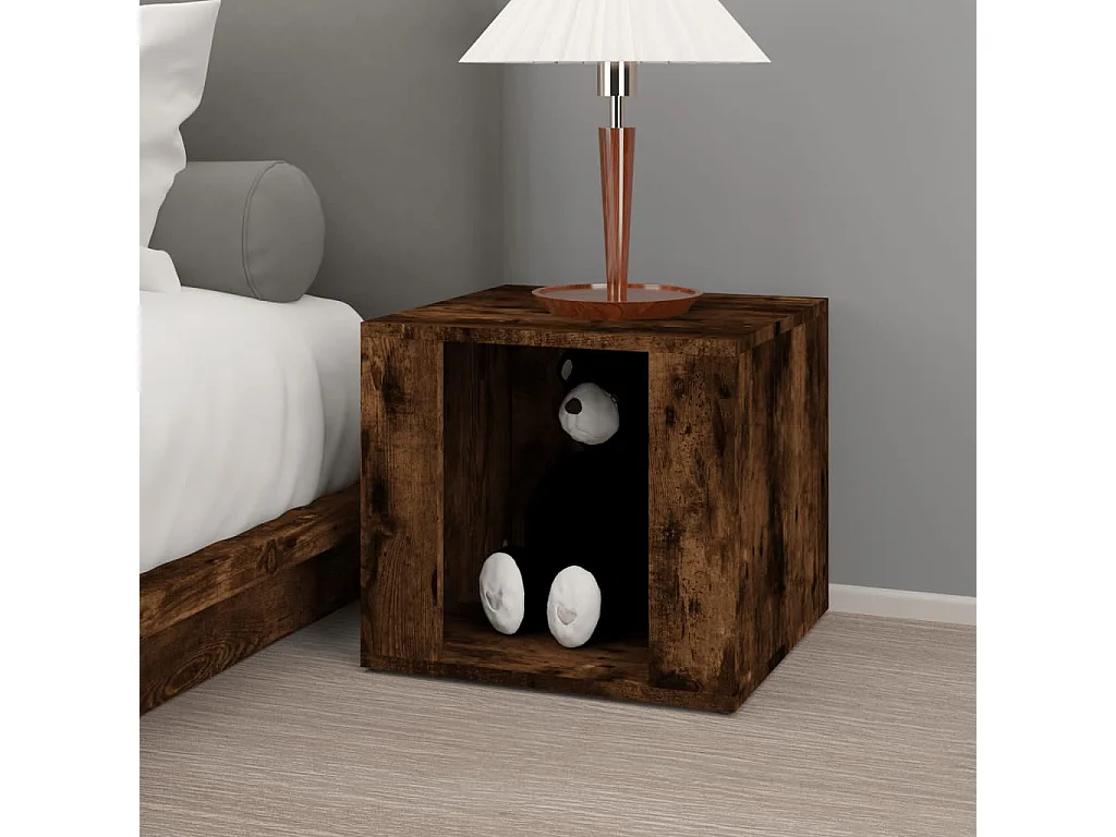 Mesita de noche | Mesilla de noche madera contrachapada roble ahumado 41x40x36 cm