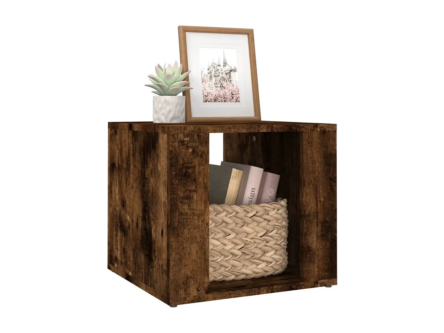 Nachttisch-Beistelltisch Räuchereiche 41x40x36 cm Holzwerkstoff SHL45663