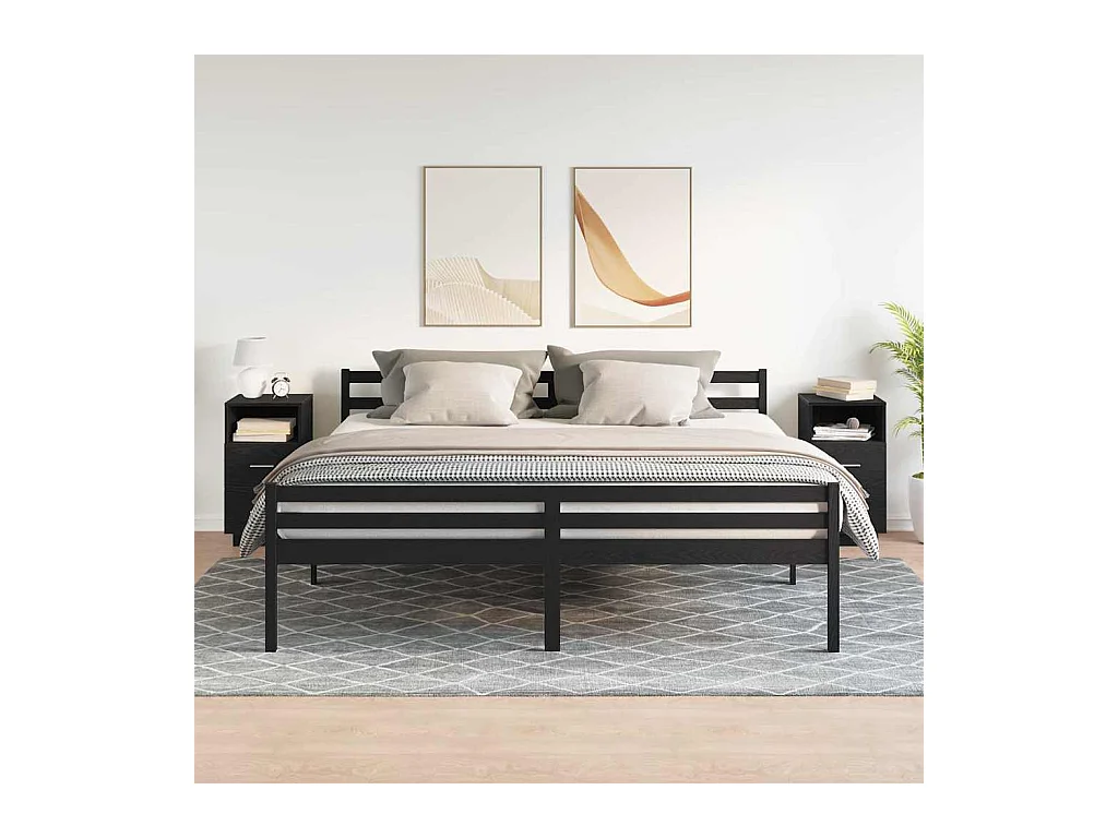 Mesillas de noche | Mesita de noche 2 uds con 2 cajones negro 36x36x68 cm