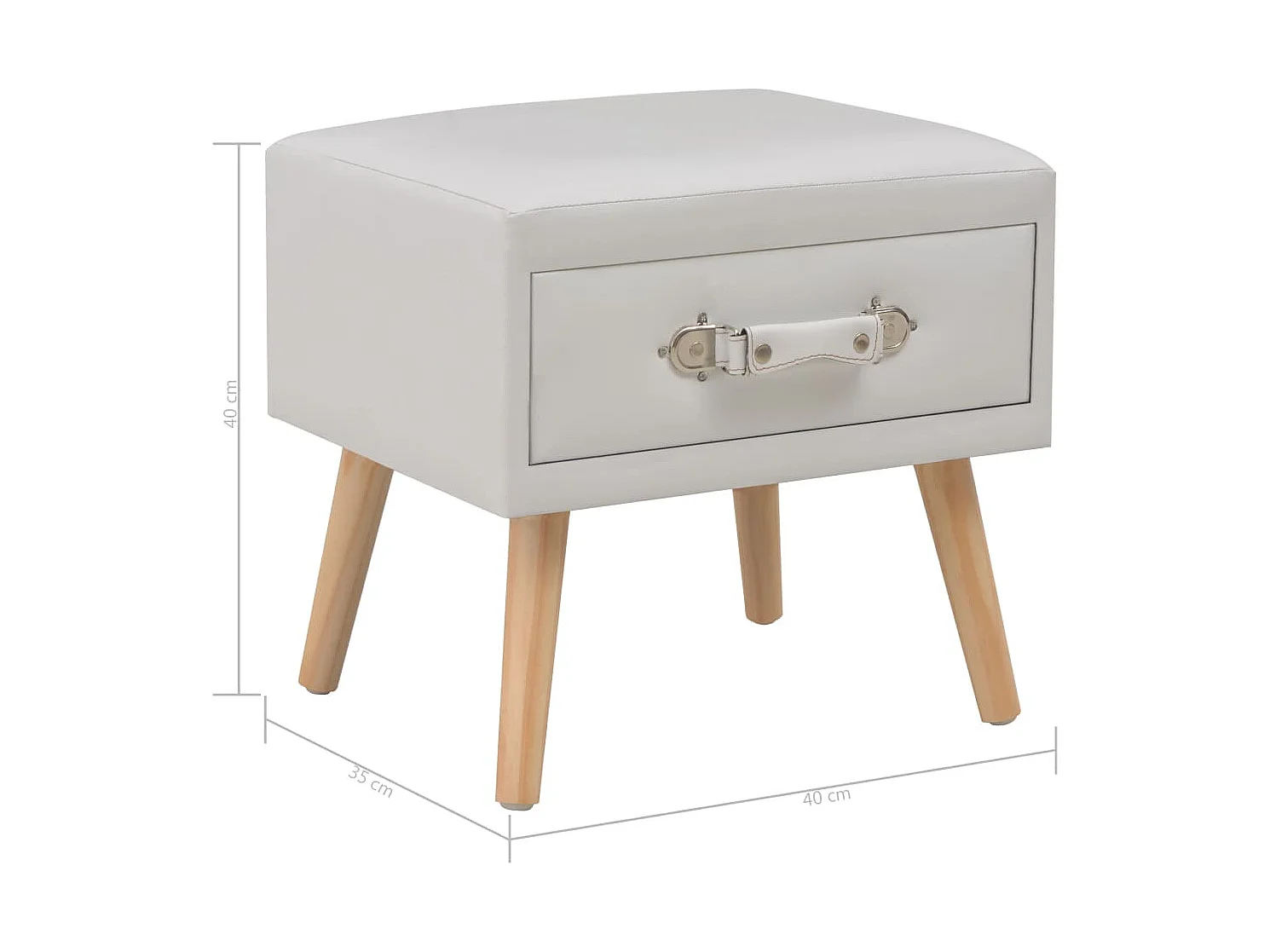 Nachttisch 2er Set-Beistelltisch-Nachttischkommode Weiß 40 x 35 x 40 cm Kunstleder SHL30774