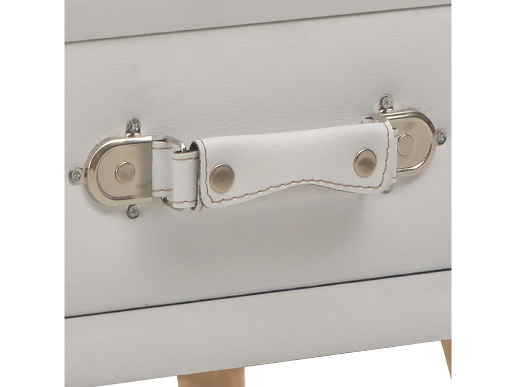 Nachttisch 2er Set-Beistelltisch-Nachttischkommode Weiß 40 x 35 x 40 cm Kunstleder SHL30774