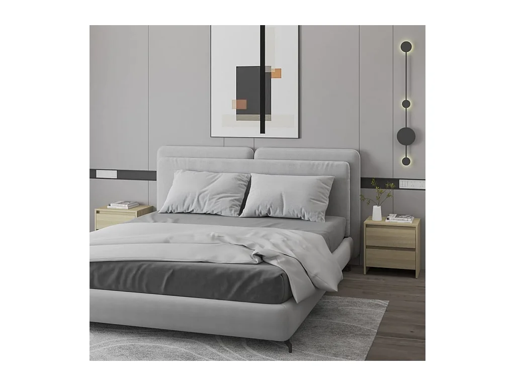 Mesitas de noche | Mesilla de noche 2 uds madera ingeniería roble Sonoma