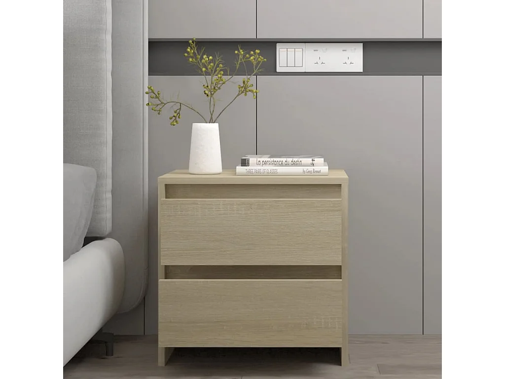 Nachttisch 2er Set-Beistelltisch Sonoma-Eiche 45x34,5x44,5 cm Holzwerkstoff SHL75923