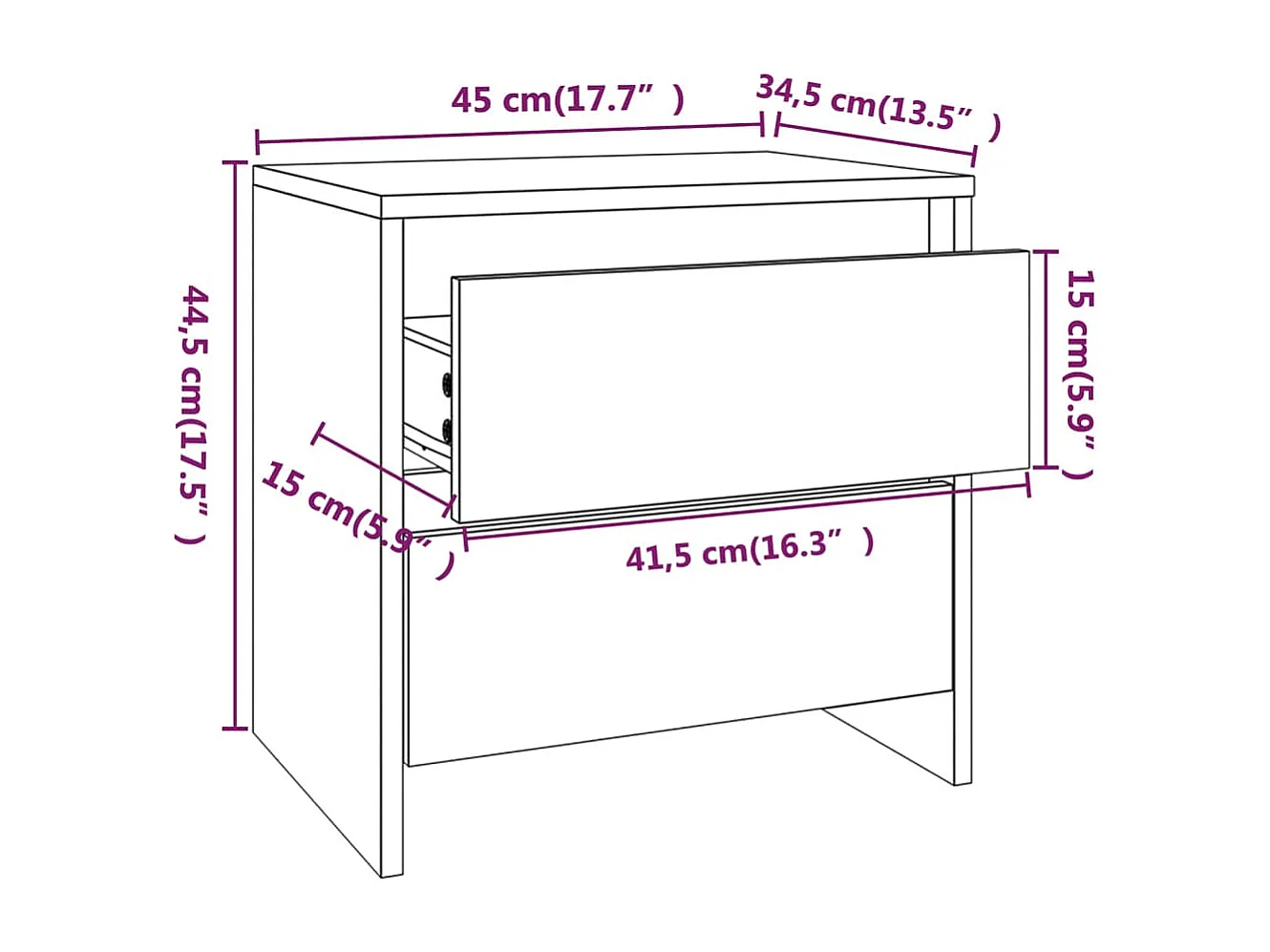 Nachttisch 2er Set-Beistelltisch Sonoma-Eiche 45x34,5x44,5 cm Holzwerkstoff SHL75923