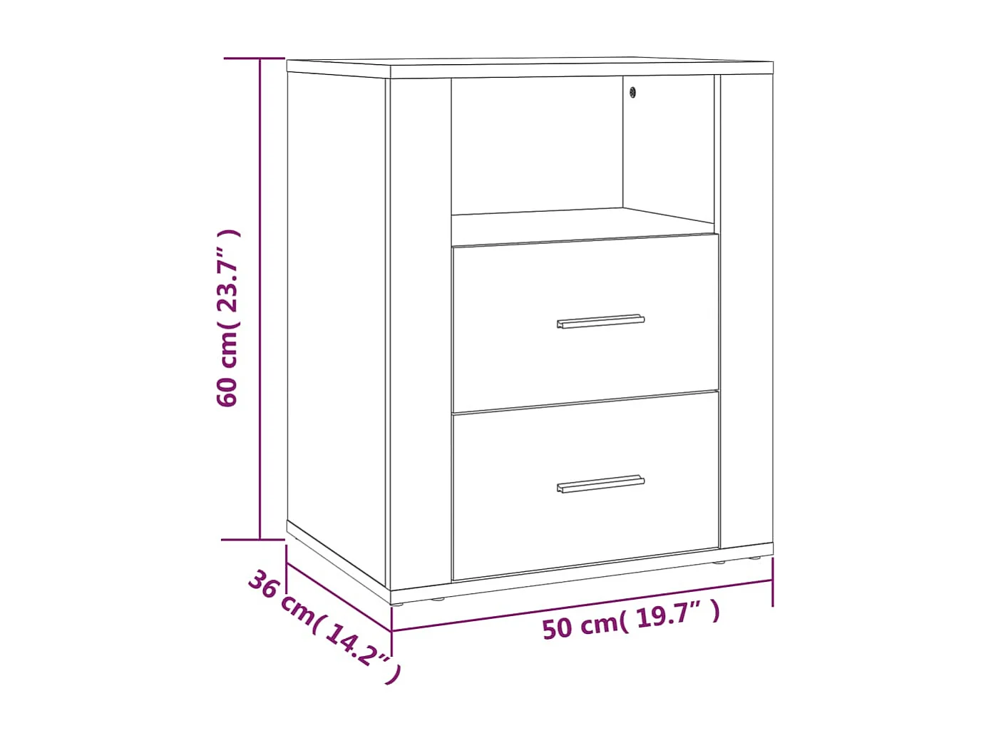 Nachttisch-Beistelltisch Betongrau 50x36x60 cm Holzwerkstoff SHL81682