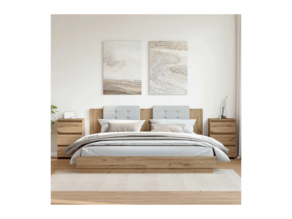 Mesitas de noche | Mesilla de noche 2 uds madera ingeniería roble artisan 40x35x62,5cm