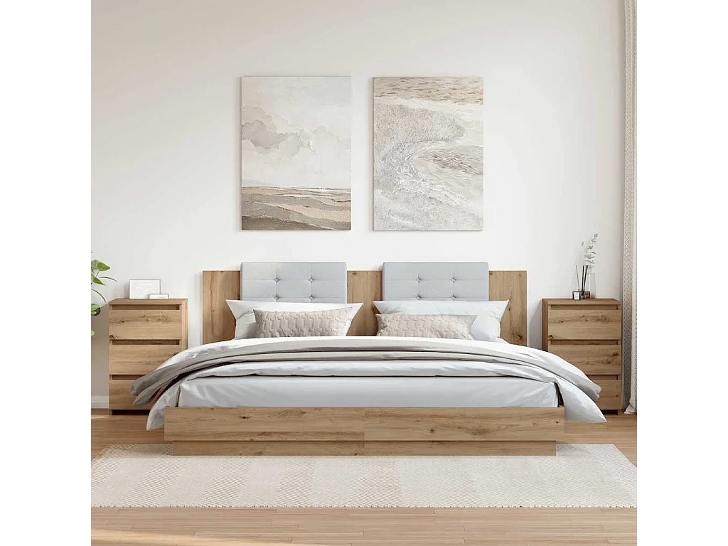 Nachttisch 2er Set-Beistelltisch-Nachttischkommode Artisan-Eiche 40x35x62,5 cm Holzwerkstoff SHL94931