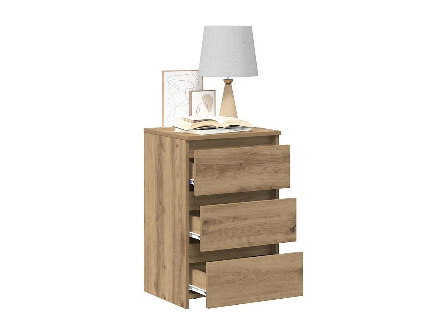 Nachttisch 2er Set-Beistelltisch-Nachttischkommode Artisan-Eiche 40x35x62,5 cm Holzwerkstoff SHL94931