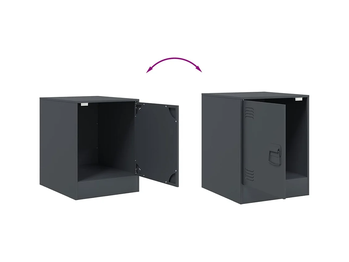 Tables de chevet lot de 2 avec rangement anthracite 34,5x39x44 cm acier