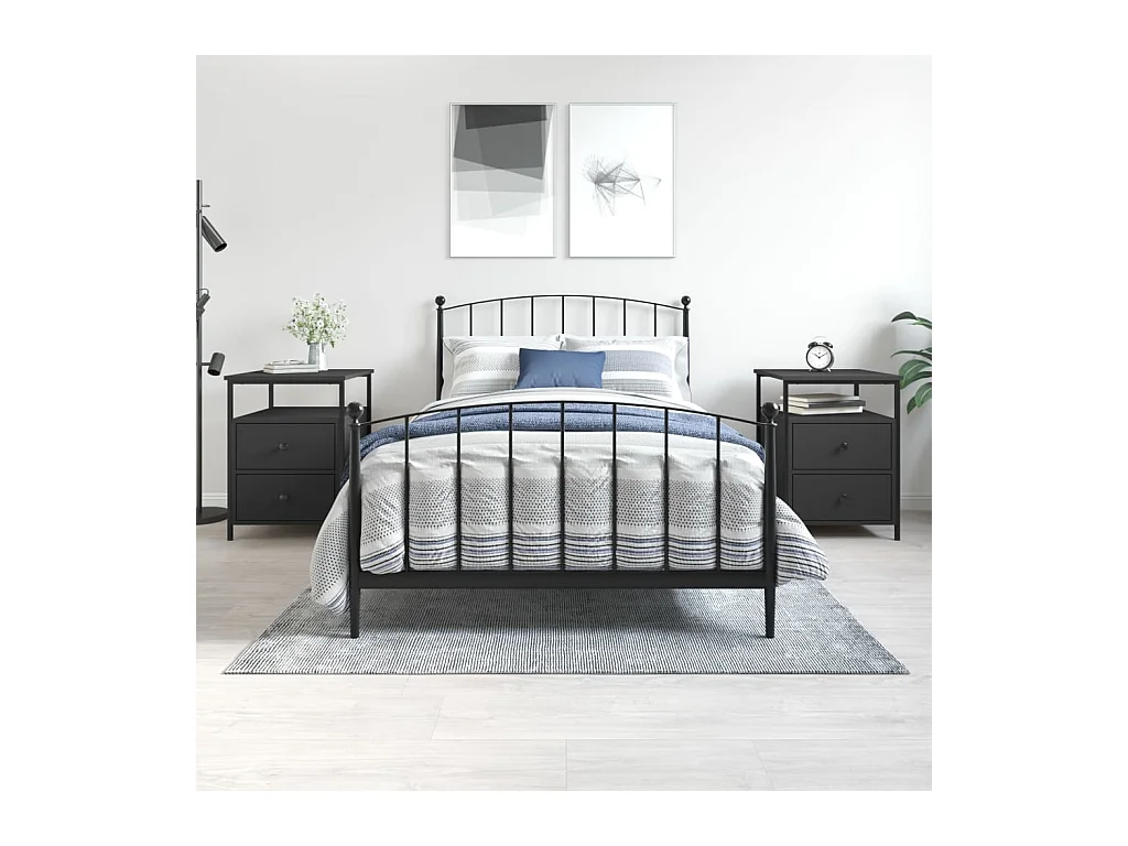 Mesitas de noche | Mesilla de noche 2 uds madera de ingeniería negro 44x45x60 cm