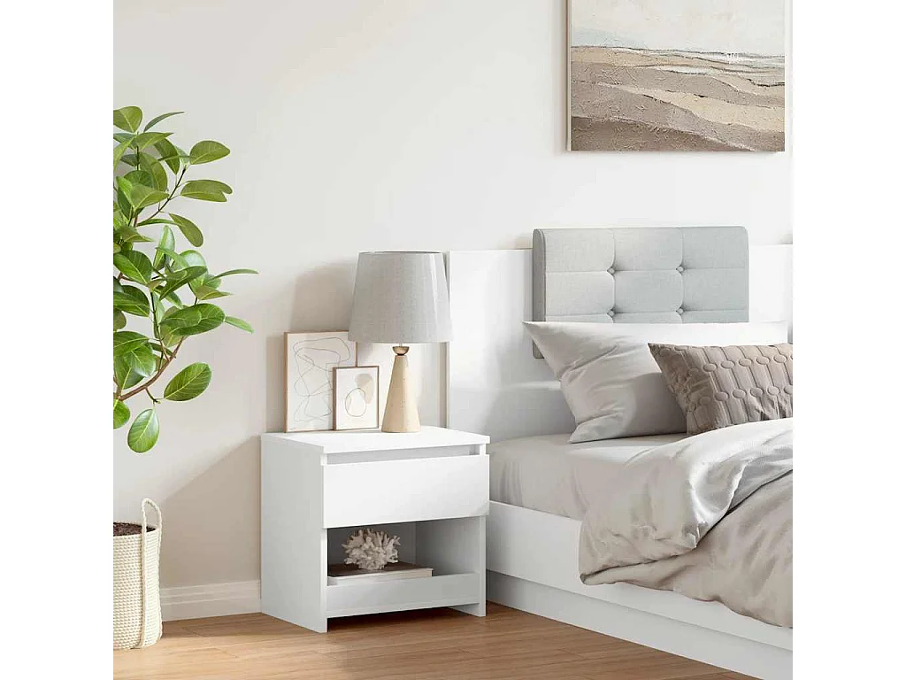 Nachttisch-Beistelltisch Weiß 40x30x39 cm Holzwerkstoff SHL79123