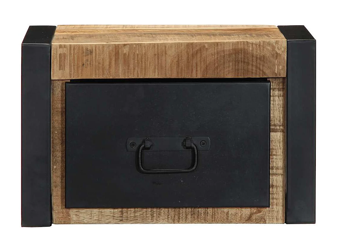 Nachttisch 2er Set-Beistelltisch-Nachttischkommode 40x35x25 cm Raues Mango-Massivholz SHL61468