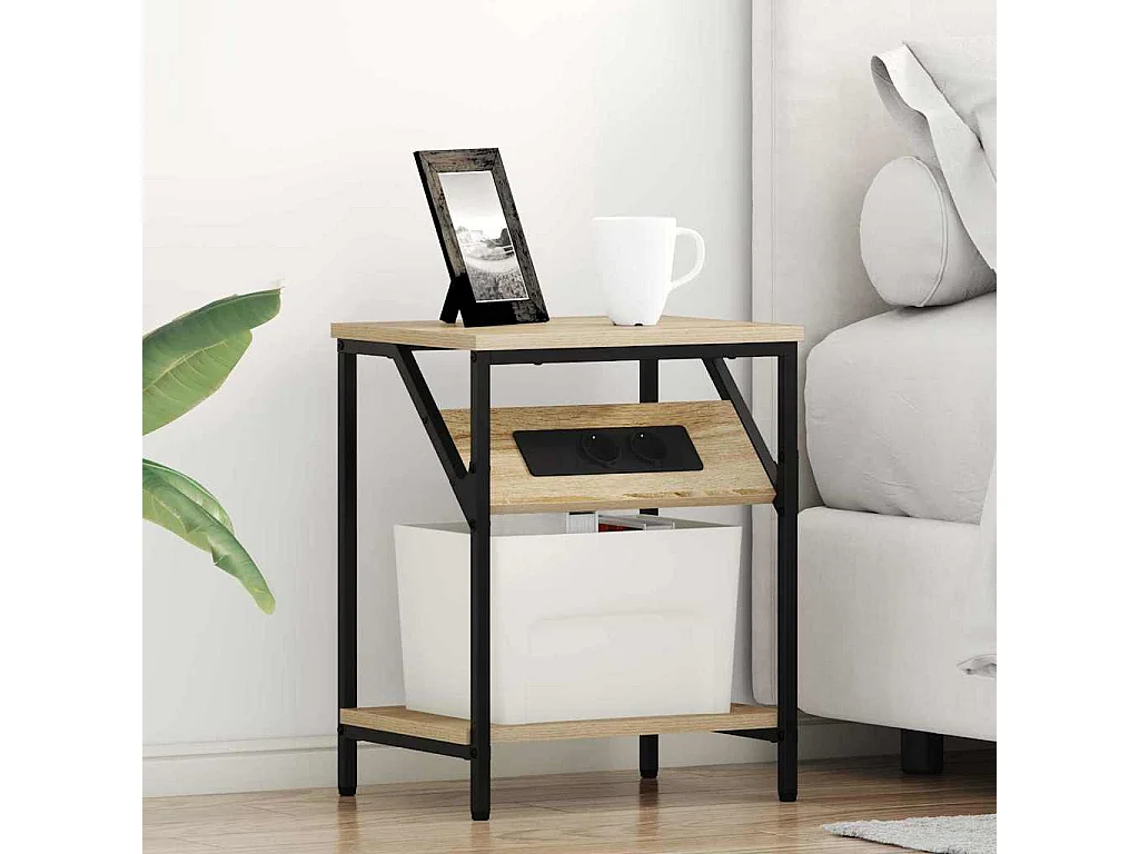 Mesa de Noche | Mesa auxiliar 2 uds. Roble Sonoma 38x30x48 cm