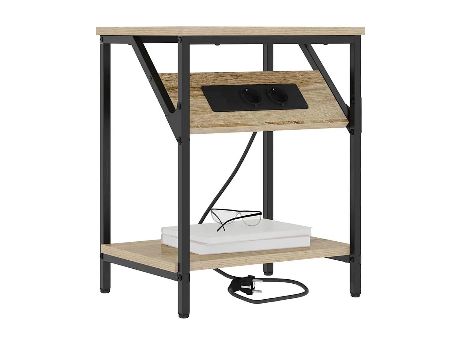 Nachtkastje Set van 2 | Bijzettafel | Opbergkastje Sonoma Eiken 38x30x48 cm Bewerkt hout SHL4821