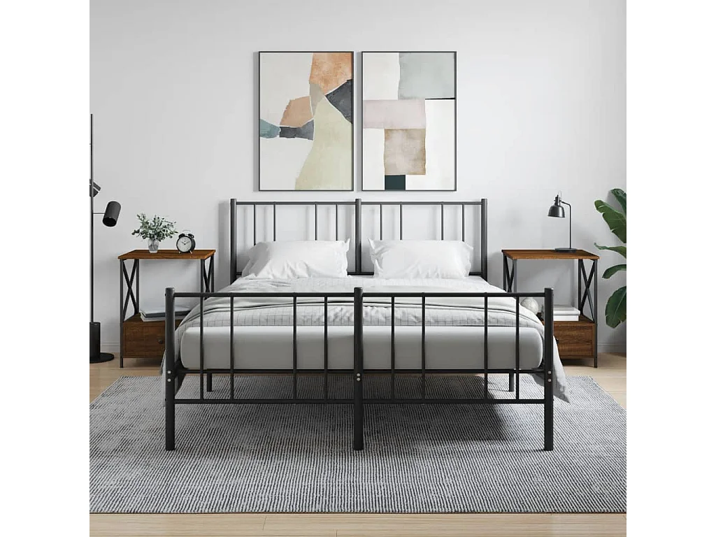 Nachttisch 2er Set-Beistelltisch-Nachttischkommode Braun Eichen-Optik 50x41x65 cm Holzwerkstoff SHL84314