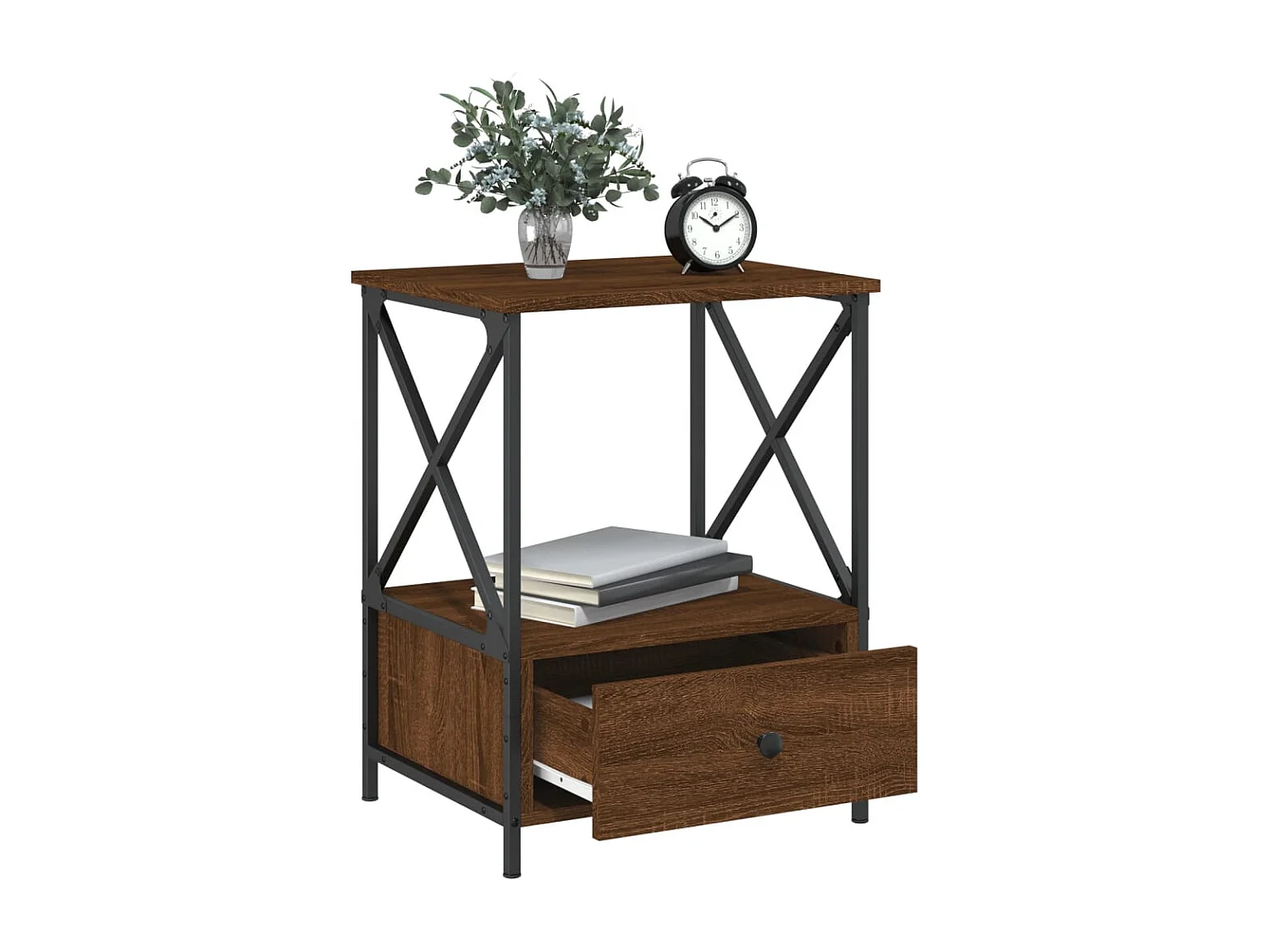 Nachttisch 2er Set-Beistelltisch-Nachttischkommode Braun Eichen-Optik 50x41x65 cm Holzwerkstoff SHL84314