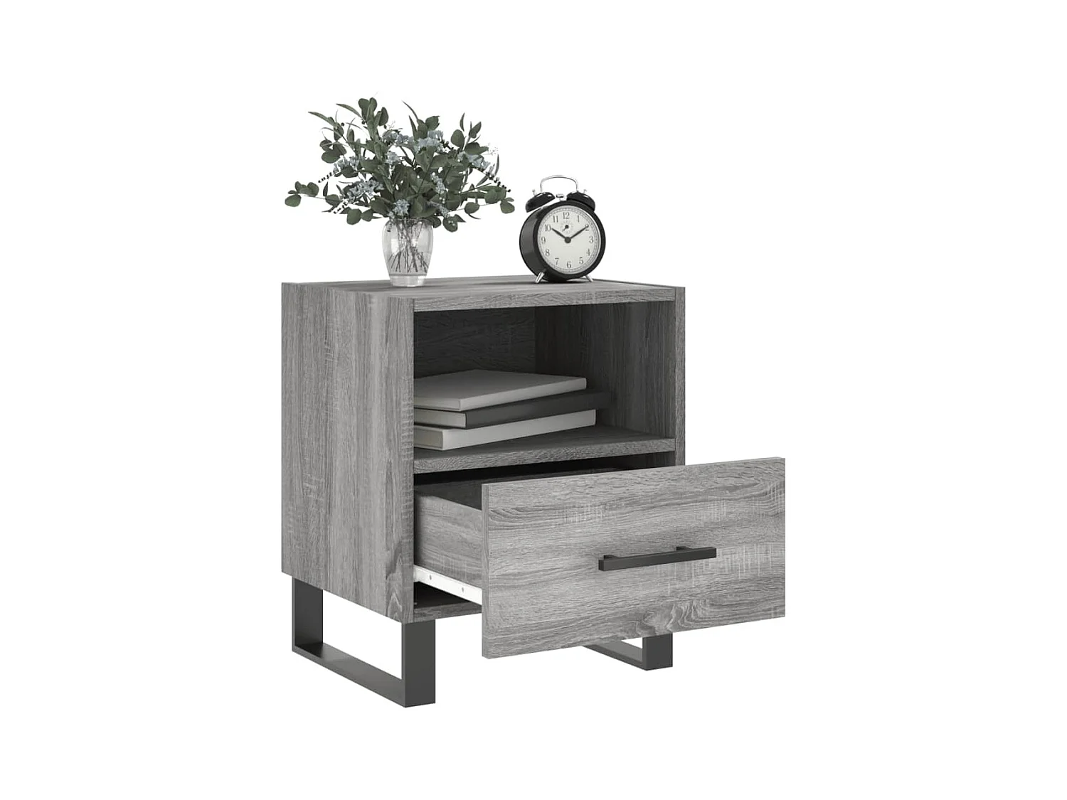 Mesitas de noche | Mesilla de noche 2 uds madera ingeniería gris Sonoma 40x35x47,5 cm