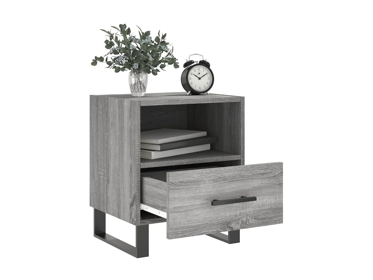 Nachttisch 2er Set-Beistelltisch-Nachttischkommode Grau Sonoma 40x35x47,5 cm Holzwerkstoff SHL16363