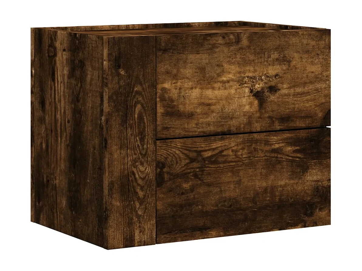 Nachttisch hängend 2er Set | Wand-Nachttische Räuchereiche 45x30x35 cm SHL85687