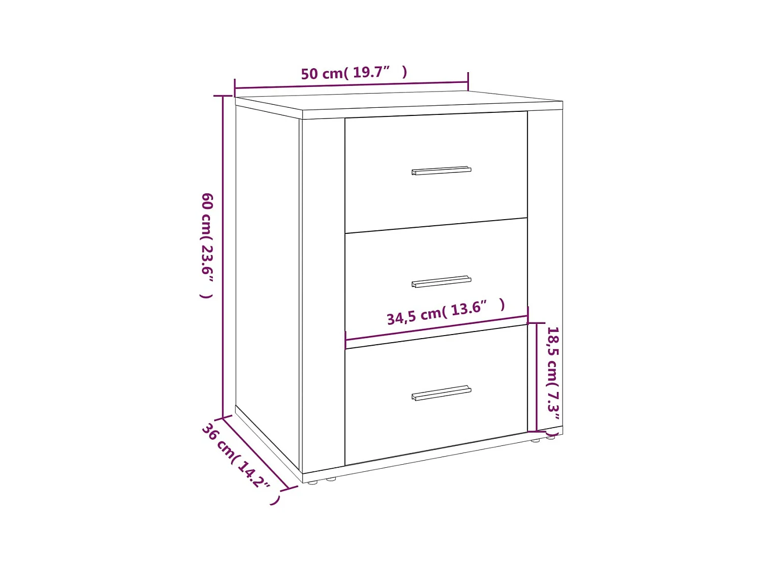 Table de chevet-Table d'appoint-Table de nuit Noir 50x36x60 cm Bois d’ingénierie
