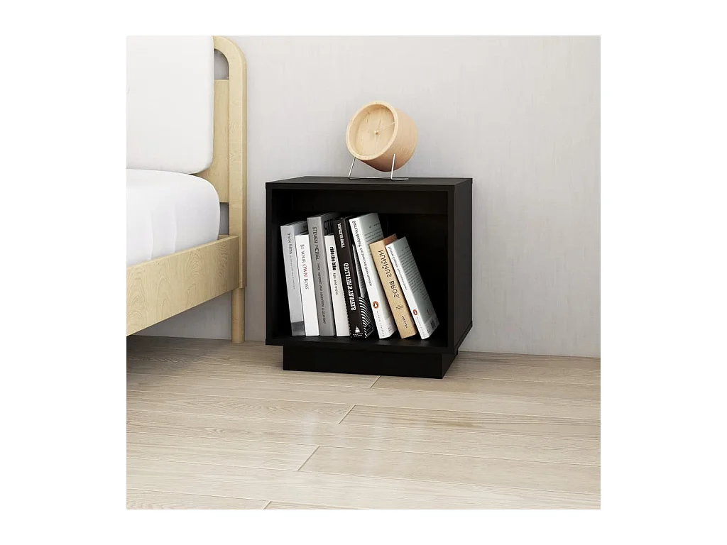 Mesitas de noche | Mesilla de noche 2 uds madera maciza de pino negro 40x30x40 cm