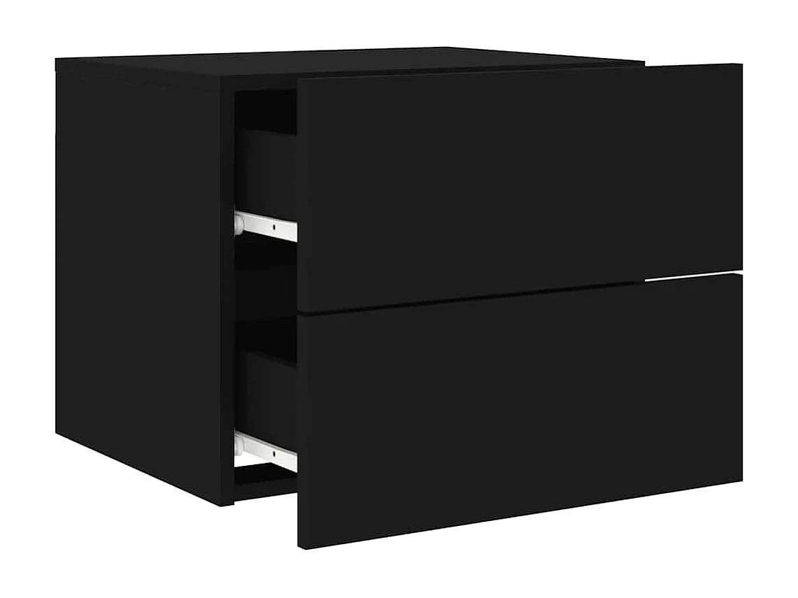 Mesita de noche | Mesilla de noche de pared con luces LED negro