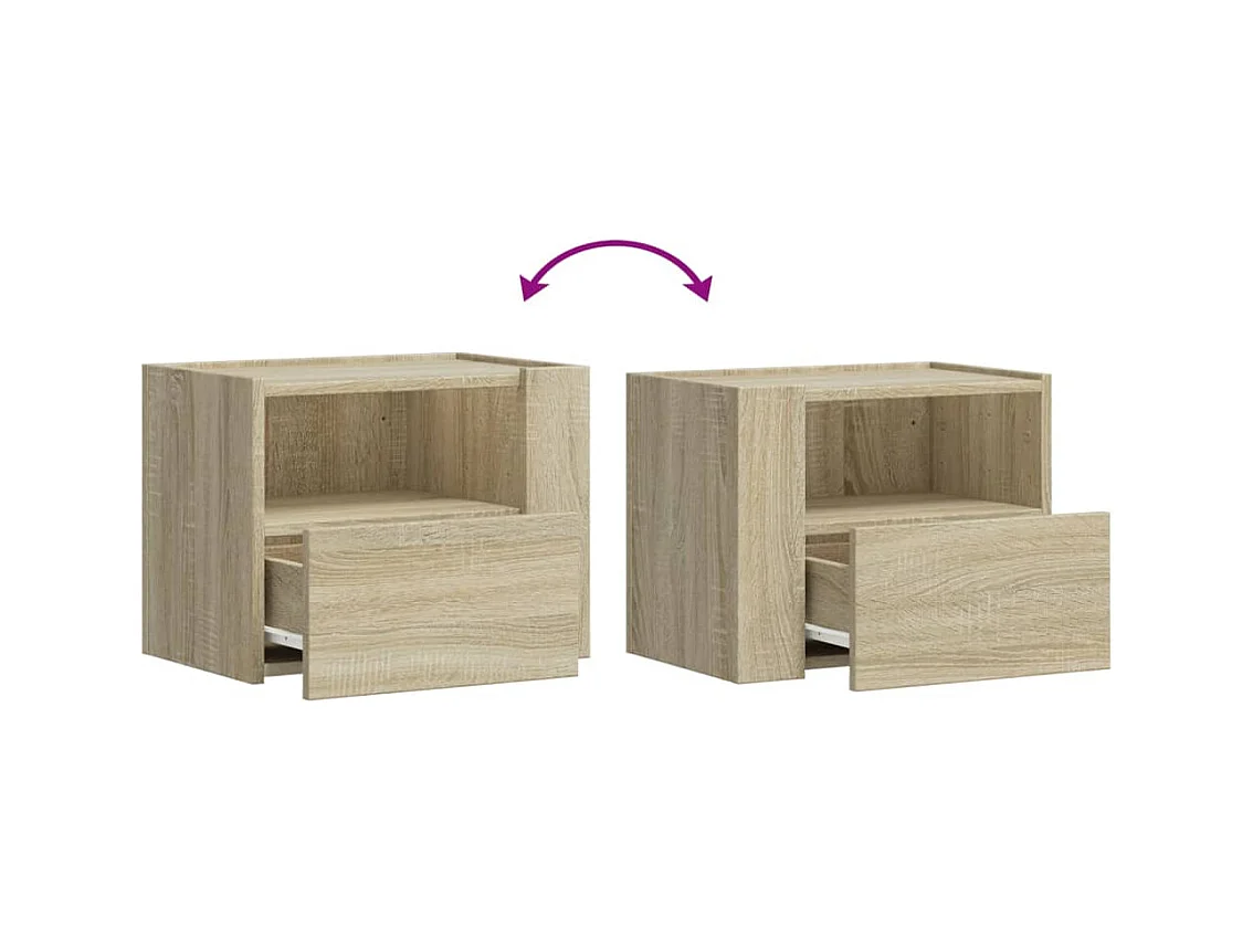 Tables de chevet murales 2 pcs chêne sonoma 45x30x35 cm