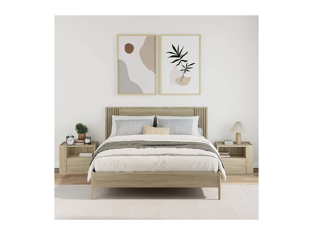 Mesitas de noche | Mesilla de noche de pared 2 unidades roble Sonoma 45x30x35 cm
