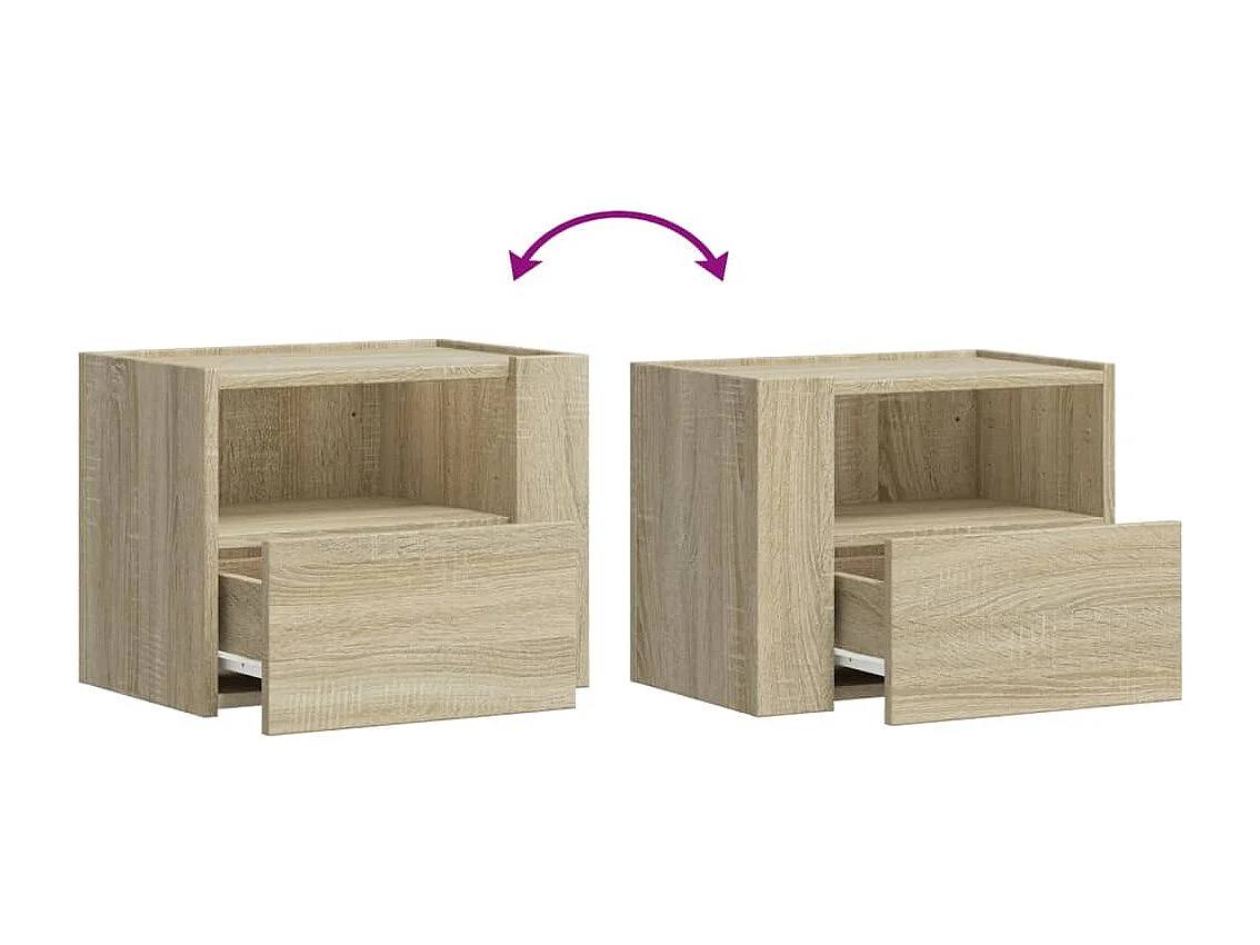 Mesitas de noche | Mesilla de noche de pared 2 unidades roble Sonoma 45x30x35 cm
