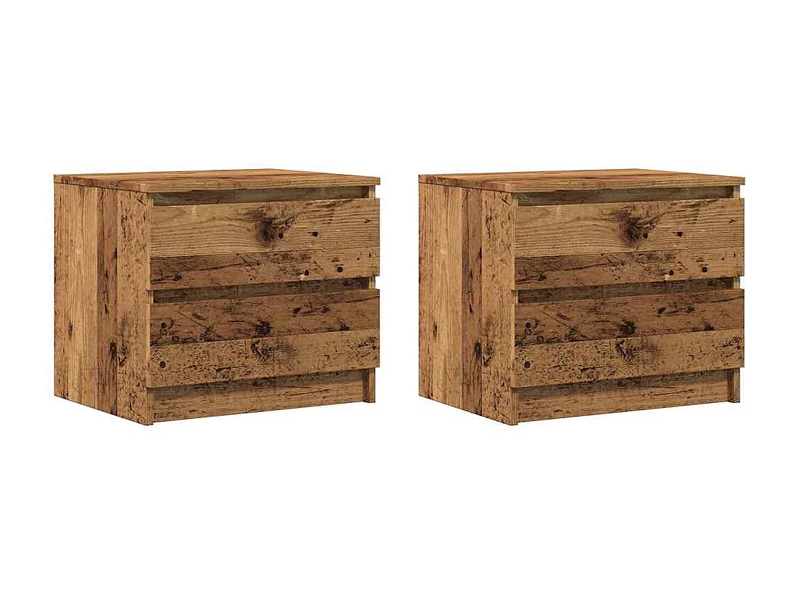 Nachttisch 2er Set-Beistelltisch-Nachttischkommode Altholz-Optik 50x40x43,5 cm Holzwerkstoff SHL56639