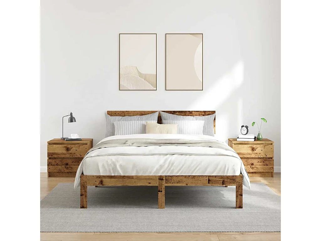 Nachttisch 2er Set-Beistelltisch-Nachttischkommode Altholz-Optik 50x40x43,5 cm Holzwerkstoff SHL56639