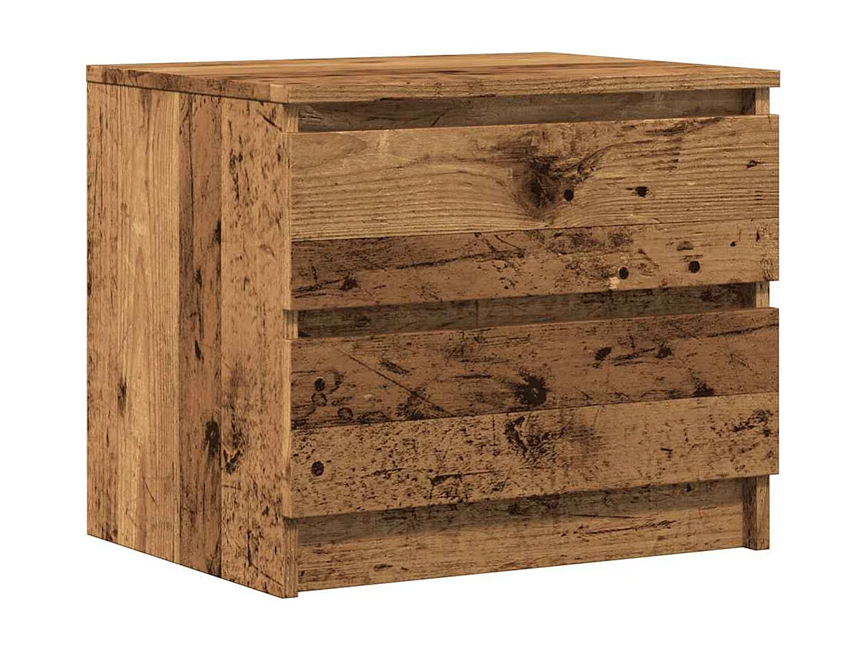 Nachttisch 2er Set-Beistelltisch-Nachttischkommode Altholz-Optik 50x40x43,5 cm Holzwerkstoff SHL56639