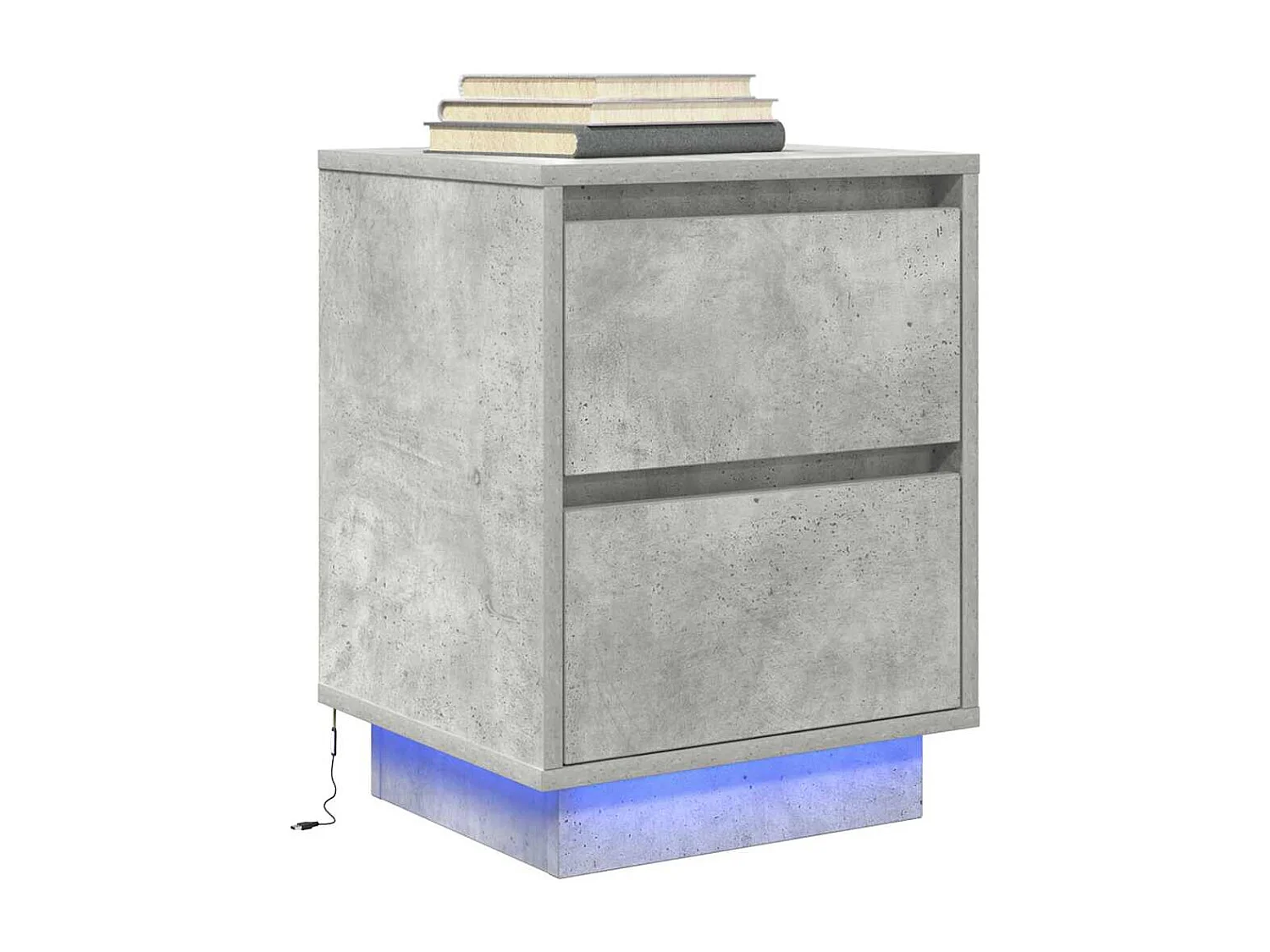Nachttisch-Beistelltisch mit LED-Leuchten Betongrau 38x34x50 cm SHL13931