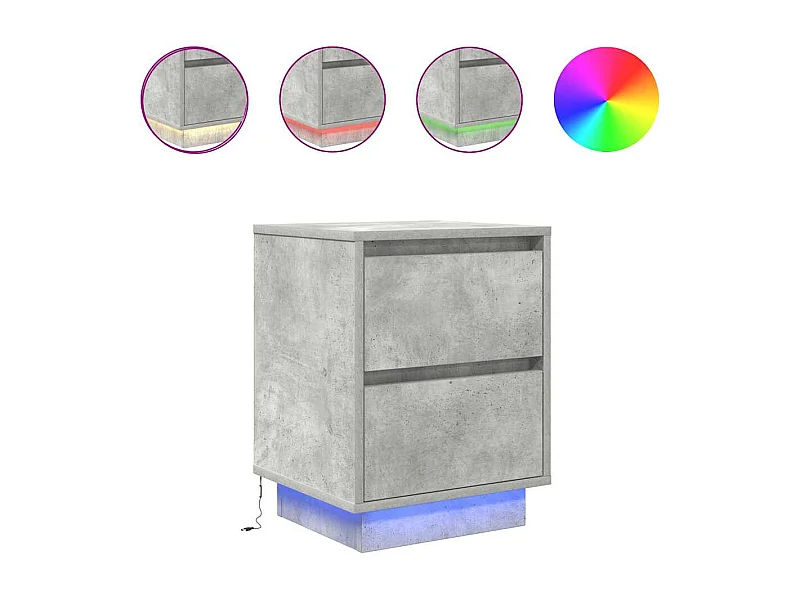 Nachttisch-Beistelltisch mit LED-Leuchten Betongrau 38x34x50 cm SHL13931