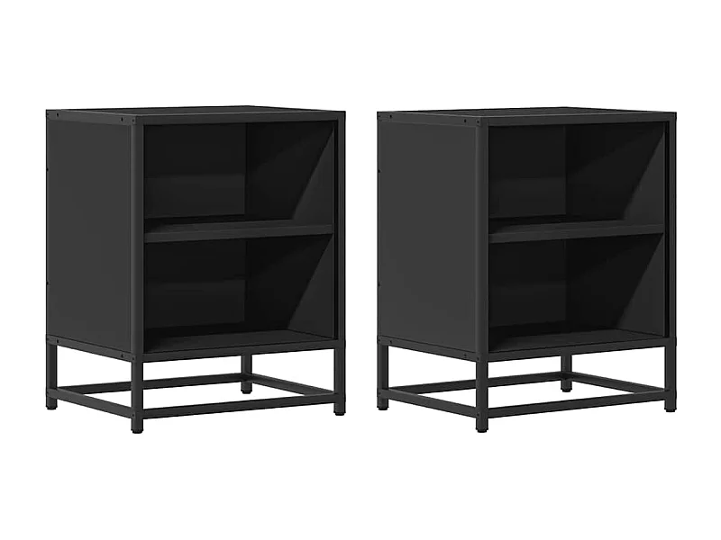 Mesitas de noche | Mesilla de noche 2uds madera ingeniería negro 40x31x50 cm metal