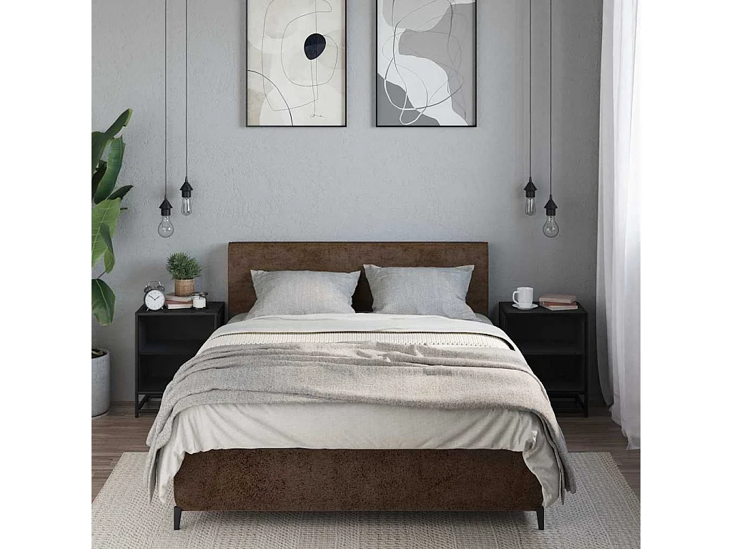 Nachttisch 2er Set-Beistelltisch-Nachttischkommode Schwarz 40x31x50 cm Holzwerkstoff und Metall SHL1330