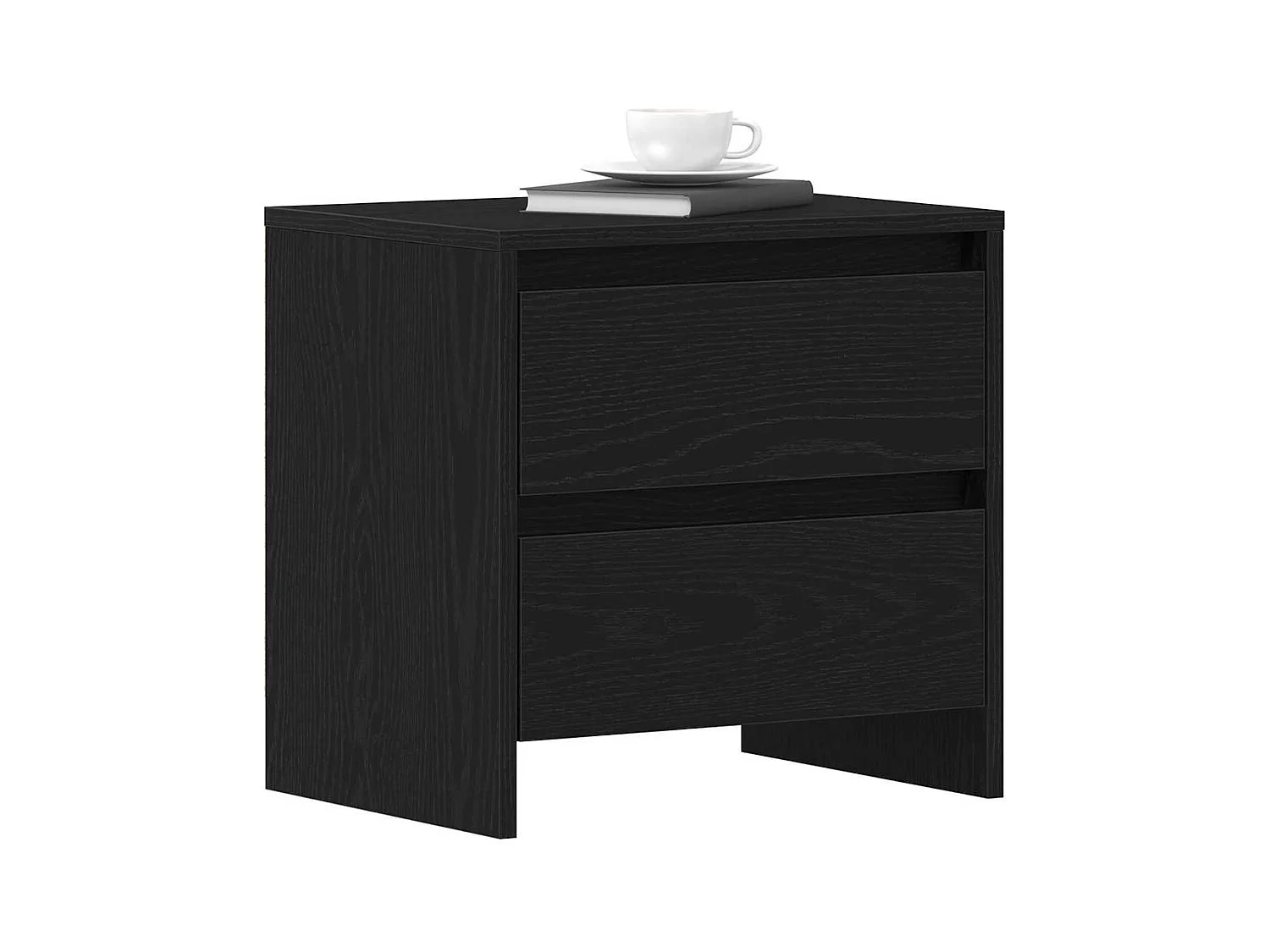 Mesita de Noche | Armario de Noche 2 uds con cajón Roble negro 45x34x44.5 cm