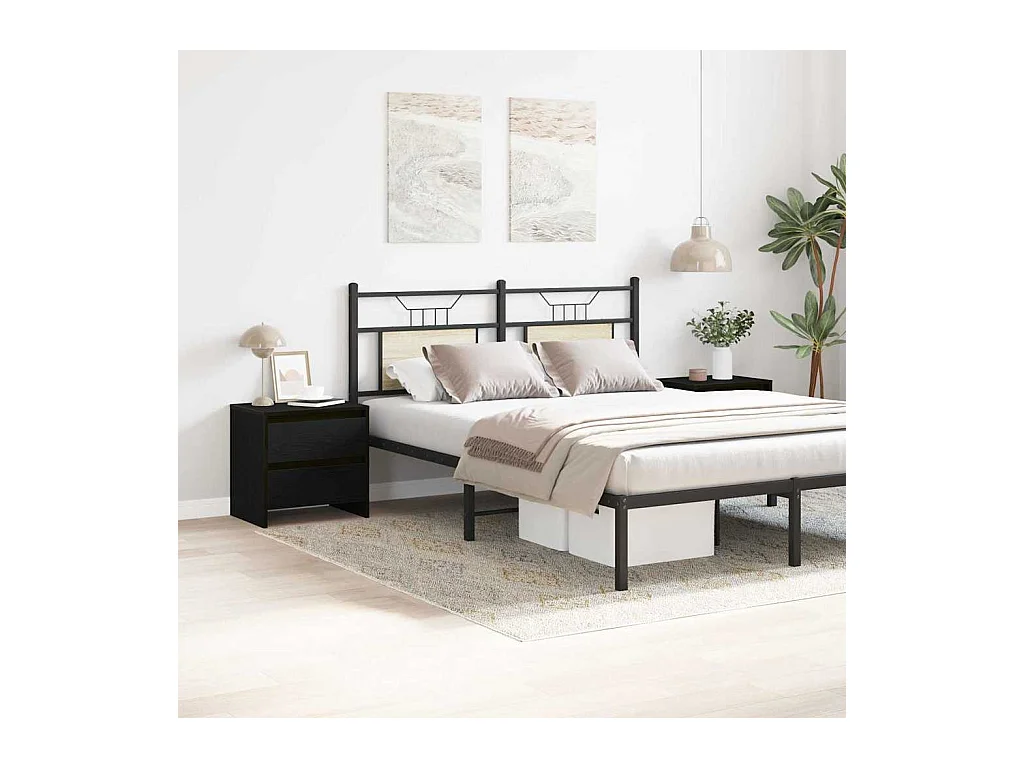 Mesita de Noche | Armario de Noche 2 uds con cajón Roble negro 45x34x44.5 cm