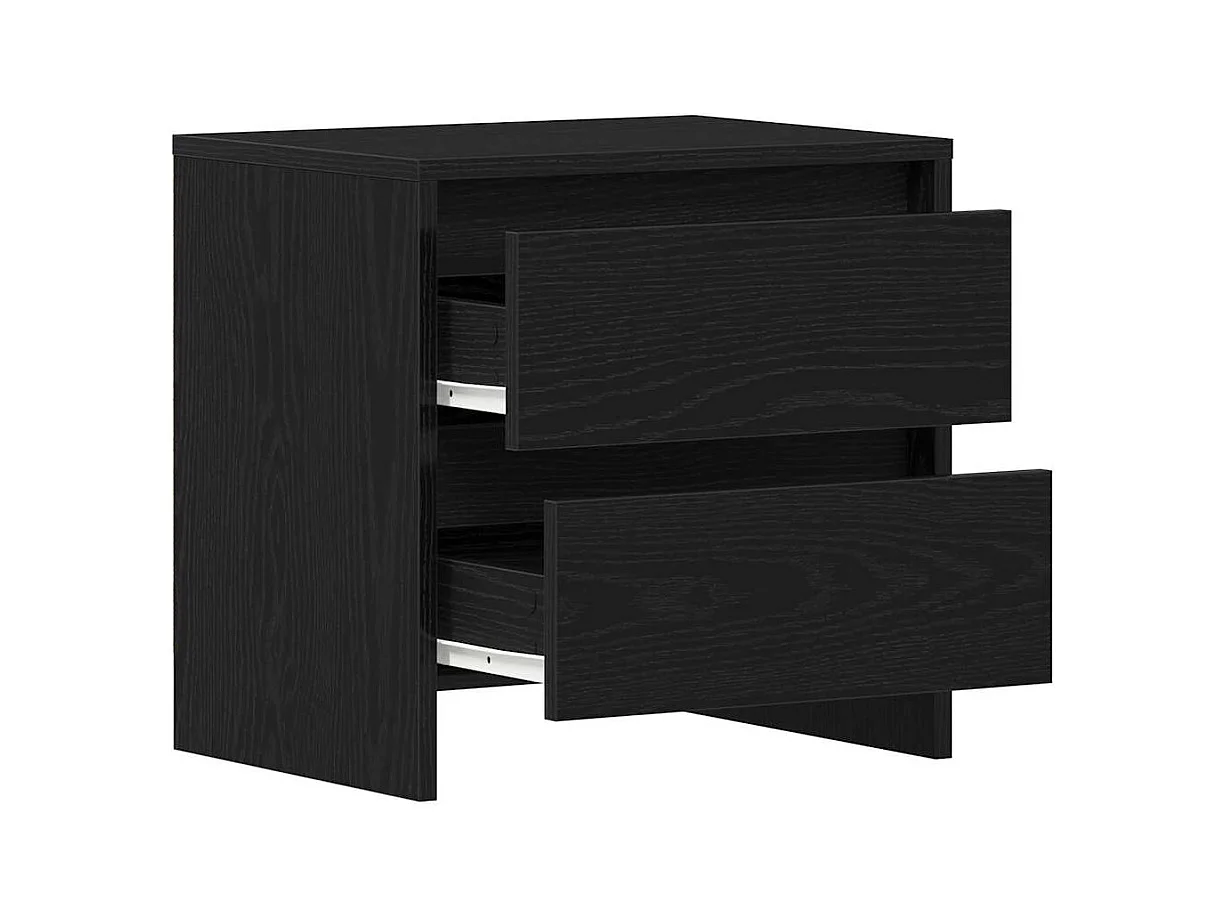 Mesita de Noche | Armario de Noche 2 uds con cajón Roble negro 45x34x44.5 cm