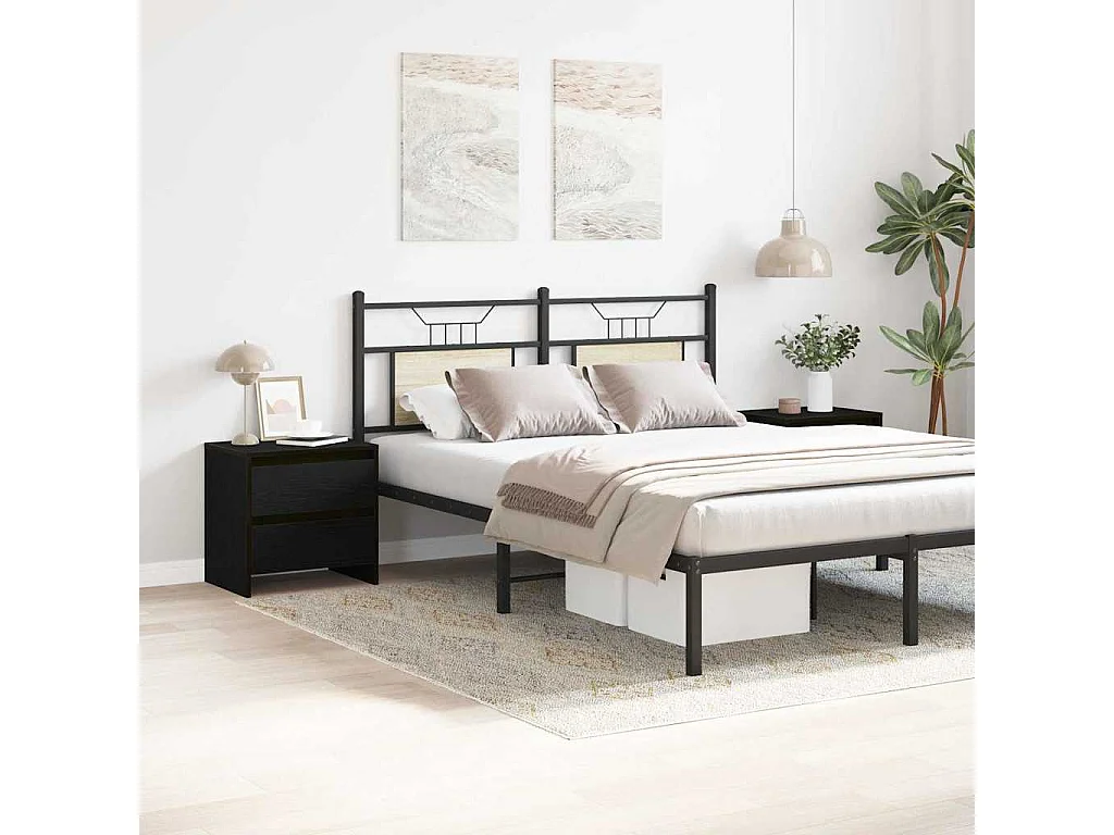 Mesita de Noche | Armario de Noche 2 uds con cajón Roble negro 45x34x44.5 cm