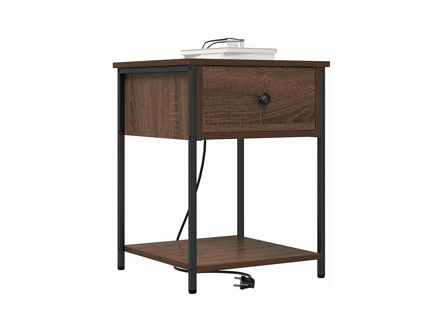 Mesita de Noche | Armario de Noche 2 uds con cajón Marrón roble 42x41x56 cm